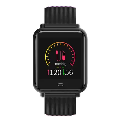 (Black) Continuous HR Blood Pressure Monitor Multi-sport Mode Color Dials IP67 Smart Watch