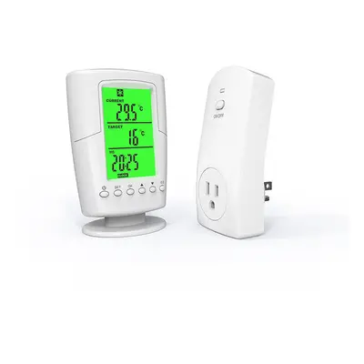 (US Plug) Programmable Wireless Thermostat Socket White LCD Home Intelligent Temperature Control