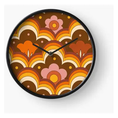 (70s 60s retro Psychedelic Flower Power, Floral Pattern=5058) Wall Clock Inch Funny Mantel & Tab