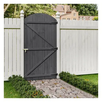 (105*210cm) Semi Braced Arch Top Strong Wooden Garden Gate, Grey