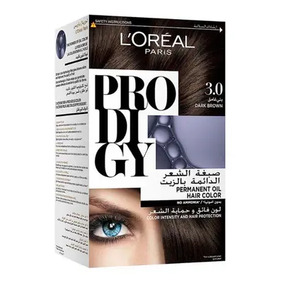 L'oreal Paris Prodigy Hair Treatment Permanent Oil Hair Color 3.0 Dark Brown 180grams