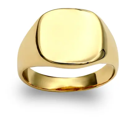 (Q) Jewelco London Men's Solid 9ct Yellow Gold Square Cushion Signet Ring