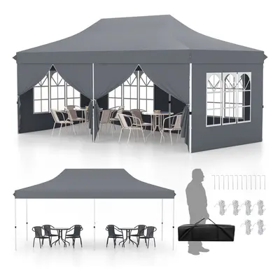 Pop-up Canopy x FT Gazebo Sun Shelter W/ Carrying Bag Grey