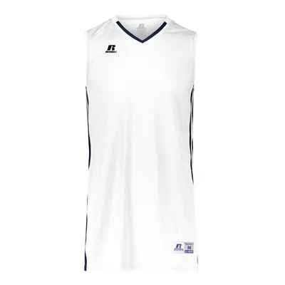 Russell 4B1VTM.WNA.XL Adult Legacy Basketball Jersey, White & Navy - Extra Large