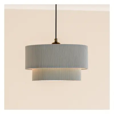 ValueLights Mason Ruched Grey Two Tier Lamp Shade with LED Bulb