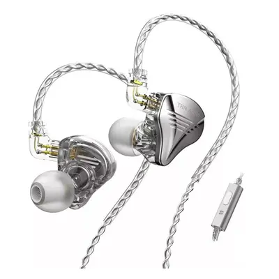 (Silver, With Mic) Earphone Knowles 2BA+1DD Driver Hi-Fi Music Sports Earbuds Headset Detachable