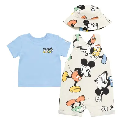 Disney Mickey Mouse Infant Baby Boys Short Overalls T-Shirt and Hat