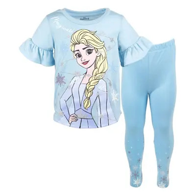 Disney Frozen Elsa Big Girls Ruffle Graphic T-Shirt & Leggings Set Blu