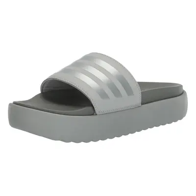 adidas Women's Adilette Platform Slide Sandal Grey/Silver Metallic/So