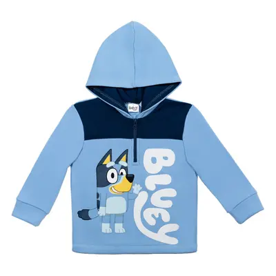 Bluey Little Boys Fleece Half Zip Hoodie Blue