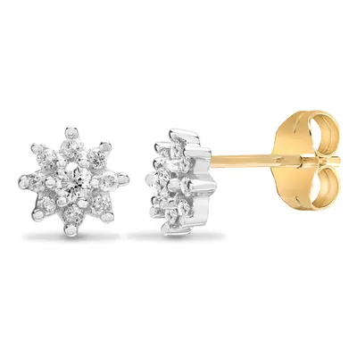 Jewelco London Ladies Solid 9ct Yellow Gold Cluster Set Round H I1 0.25ct Diamond Cluster Stud E