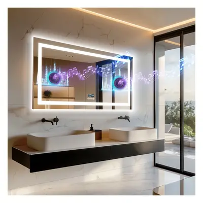 1200x600mm Rectangular Lighted Bathroom Mirror Bluetooth Speaker