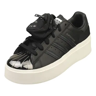 (3.5) adidas Superstar Bonega Womens Platform Trainers in Black White