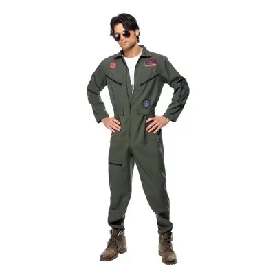 Smiffys Top Gun Costume Jumpsuit Name Tags And Glasses (green) - costume top gun fancy dress men