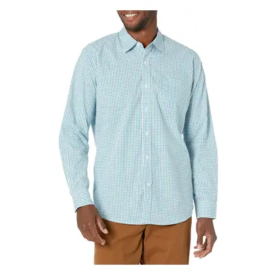 Men's Regular-Fit Long-Sleeve Casual Poplin Shirt, Green/Blue, Medium