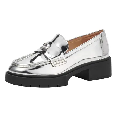 Coach Women's Leah Metallic Leather Loafer Silver 5.5