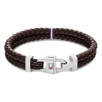 Tommy Hilfiger Jewelry Men's Carabiner Stainless Steel Brown Leather