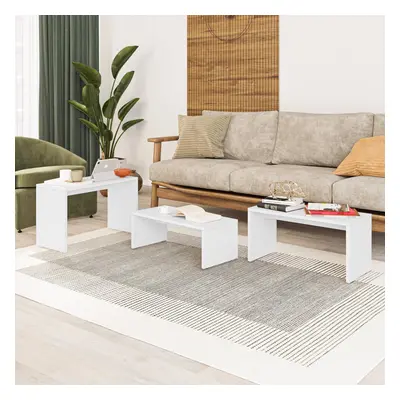 FWStyle Painted White Nest Of Tables Living Room Furniture Scratch Resistant