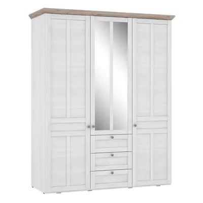 Iloppa Door Wardrobe in Snowy Oak/Oak Nelson