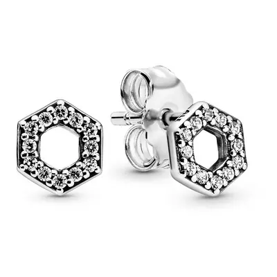 Pandora Sparkling Honeycomb Hexagon Stud Earrings 298800C01