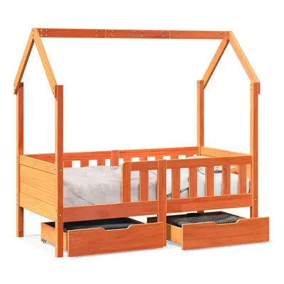 (wax brown, x cm) vidaXL Kids Bed Frame with Drawers Wooden Bed Solid Wood Pine