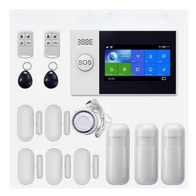 (UK Plug, Type 3) Alarm System 4.3 Inch Screen WIFI GSM GPRS Burglar Home Security With PIR Moti