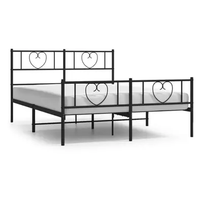 vidaXL Metal Bed Frame with Headboard Bedstead and Footboard Black 160x200 cm