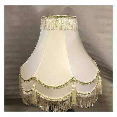 22" Cream Double Scallop With Tassel Floor Lampshade