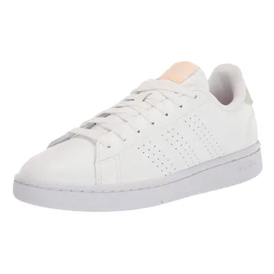 adidas Women's Advantage Sneaker White/White/Linen Green 8.5