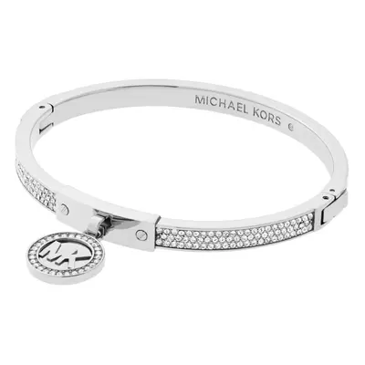 Michael Kors Stainless Steel and Pav? Crystal MK Logo Bangle Bracelet