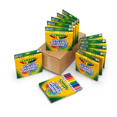 Crayola Ultra Clean Washable Markers (12 Boxes) Bulk Markers for Kids Broad Line Markers Back to