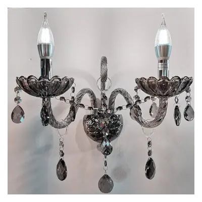 (2 Arms Wall Light) Genuine Crystal Chandelier SMOKY Grey 2, 6, 8, 10, 12, 15, Arms Light