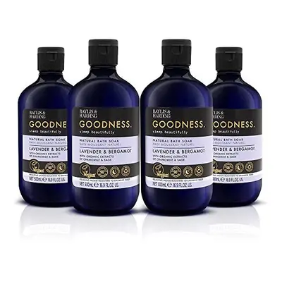 Goodness Sleep Lavender & Bergamot Sleep Bath Soak, 500ml (Pack of 4) - Vegan Friendly