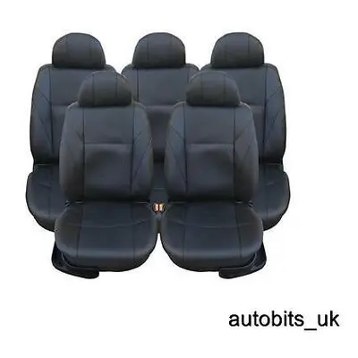 FULL SET BLACK LEATHER 5X SEAT COVERS FOR SEATER CAR MPV VAN