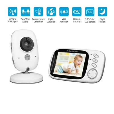 3.2 inch LCD Wireless Digital Video Baby Monitor Night Vision Temperature Sensor UK Plug