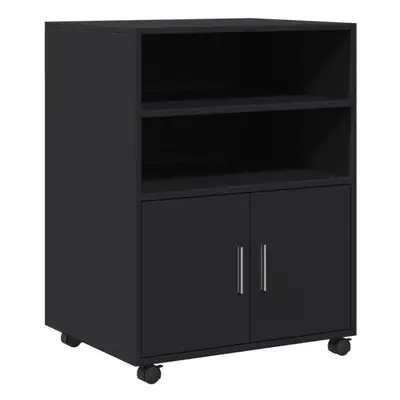 (black) vidaXL Rolling Cabinet Mobile Filing Cabinet Storage Cabinet Engineered Wood