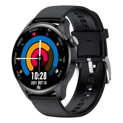 (Black-silicone) 1.35 inch IPS Full-Touch Screen BT Call Dynamic Heart Rate Blood Oxygen Pressur