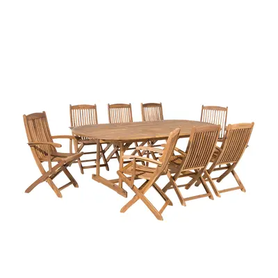 8 Seater Garden Dining Set MAUI Acacia Wood Light Wood