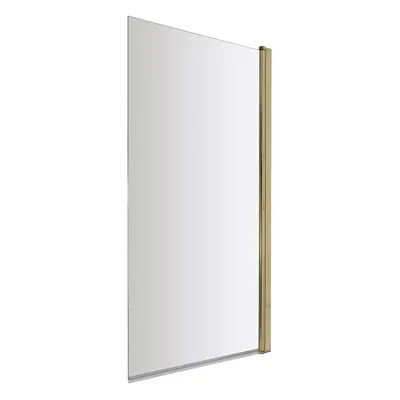 Square 6mm Toughened Safety Glass Hinged Bath Screen - Brushed Brass - Balterley