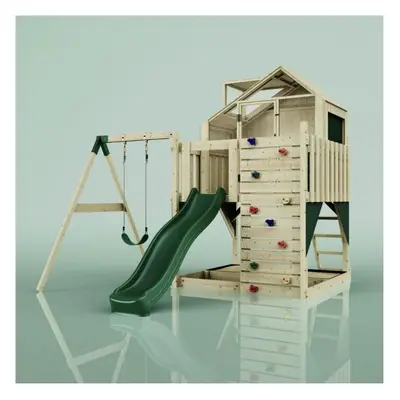 (Swing Brenna Green) Rebo PolarPlay Kids Climbing Tower & Playhouse