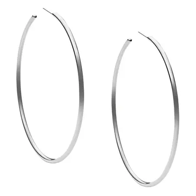 Michael Kors Brass Large Hoop Earrings for Women Color: Silver (Model