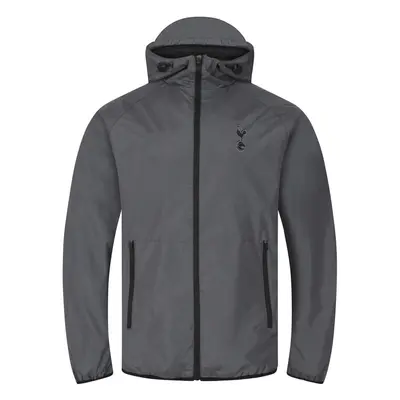 (Grey Peak Hood, 3XL) Tottenham Hotspur FC Official Football Gift Mens Shower Jacket Windbreaker