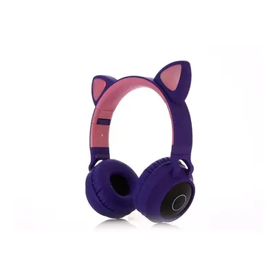 (Purple) Cute Cat Bluetooth 5.0 Headset