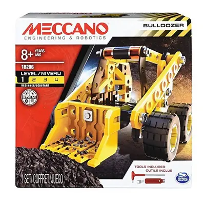 Erector by Meccano Bulldozer Model Vehicle Building Kit, STEM Education Toy for Ages & up