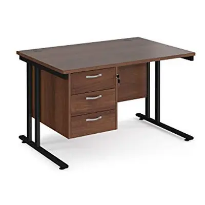 Mr Office Maestro straight desk 800mm deep with drawer pedestal - black cantilever leg frame, 12