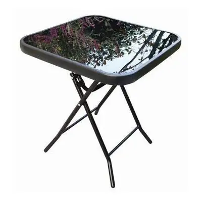 Glass Folding Table, Small Side Patio Table, Indoor Outdoor Furniture