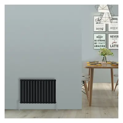 (Horizontal 600x884mm - Double) NRG Black Flat Panel Designer Radiator Single Double Column Bath