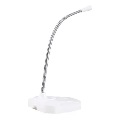 (White) USB Microphone Desk for Computer PC Plug & Play Condenser MIC Gooseneck Design with Mute