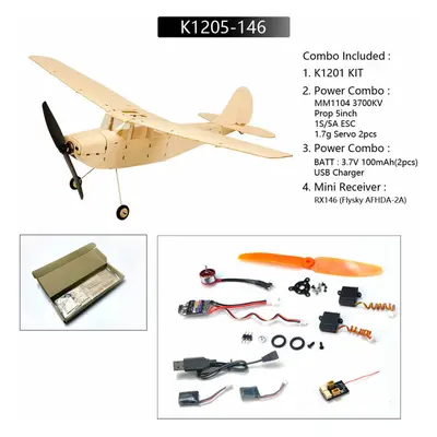 (K1205-146) 445mm Wingspan Balsa Wood Tainer Beginner RC Airplane Kit With Power Combo