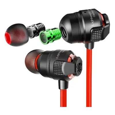 (Red) Airburst Super Bass Dual Variable Sound Cell HD Voice Earphone Gaming Headset Earbuds Meta